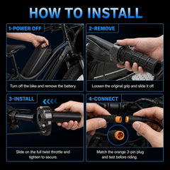 EVDirtBikes Full Twist Throttle Grip Kit – 12V–72V, 3-Pin Connector